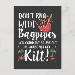 Cartão Postal Bagpipe Quote Kilt Music Scotland Bagpipor Humor