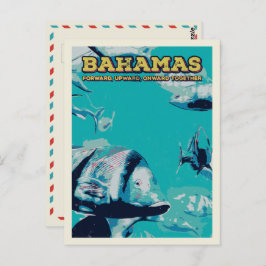 Cartão Postal Bahamas Carribean, maravilhas do mundo submarino