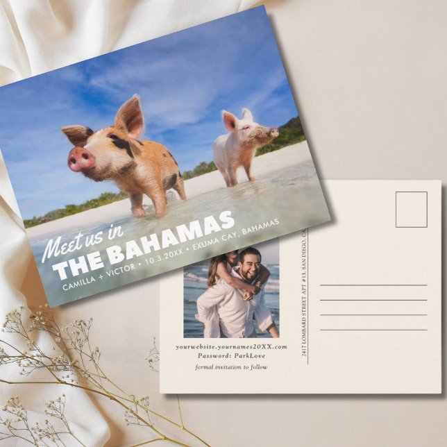 Cartão Postal Bahamas Casou Salve a Data Cartão-postal (Bahamas Wedding Save the Date Postcard
)