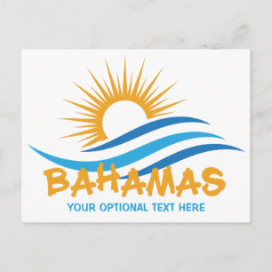 Cartão Postal Bahamas de texto personalizado
