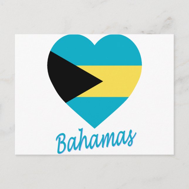 Cartão Postal Bahamas Flag Heart (Frente)