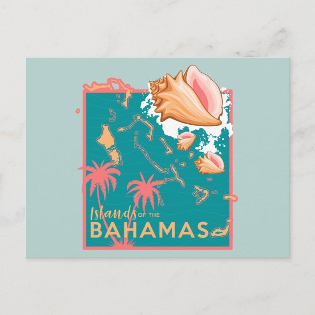 Cartão Postal Bahamas Mapa Bahamas Cartaz de Vagas (Frente)