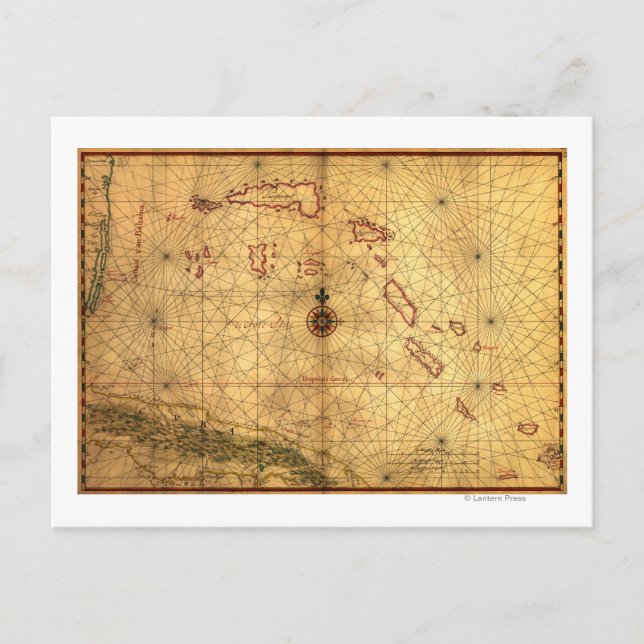 Cartão Postal BahamasMapa Panorâmico Bahamas (Frente)