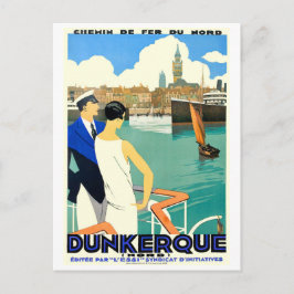 Cartão Postal Baía da cidade de Dunquerque, França, casal no bar