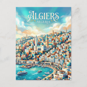 Cartão Postal Baía de Argel Argélia