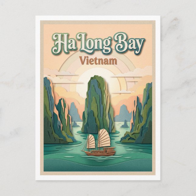 Cartão Postal Baía de Ha Long Vietnã (Frente)