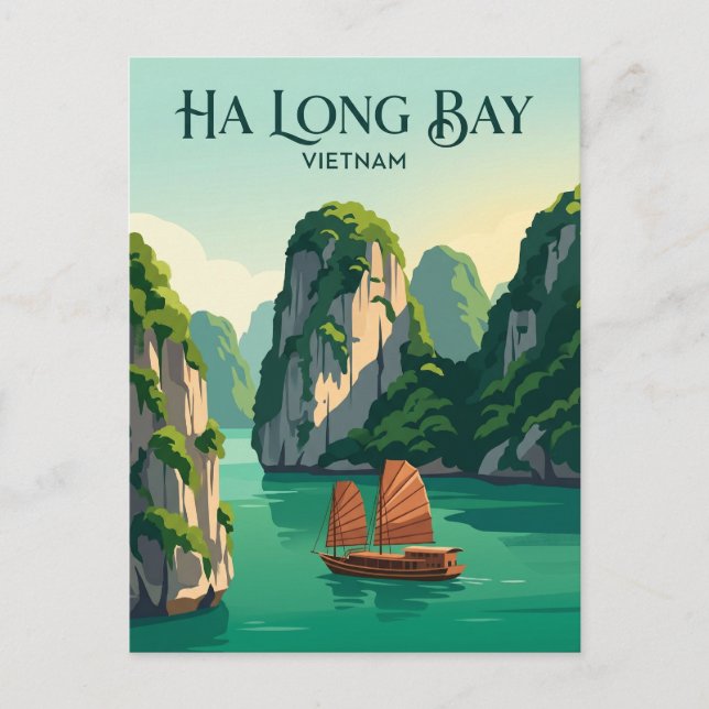 Cartão Postal Baía de Ha Long Vietnã (Frente)