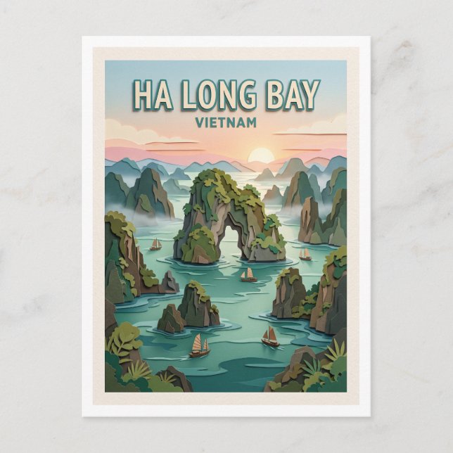 Cartão Postal Baía de Ha Long Vietnã (Frente)