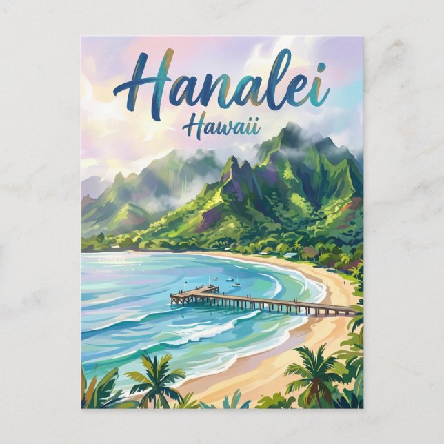 Cartão Postal Baía de Hanalei Havaí (Frente)