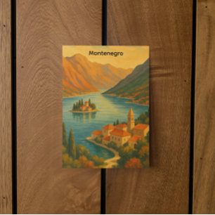 Cartão Postal Baía de Kotor Montenegro Paisagem de Viagem Vintag