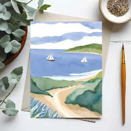 Cartão Postal Baía de Narragansett | Pintura em aquarela da água