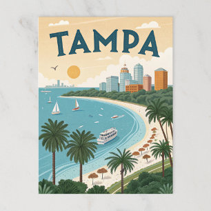 Cartão Postal Baía de Tampa: Ilustração Tropical Costeira