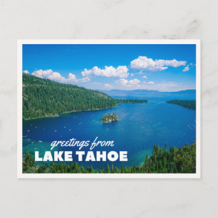 Cartão Postal Baía Esmeralda do Lago Tahoe Verão Saudação Retro