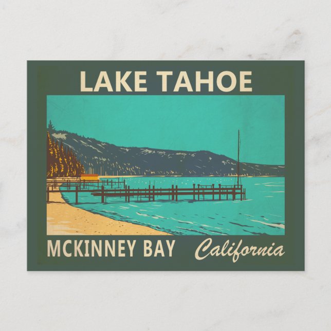 Cartão Postal Baía McKinney do Lago Tahoe Califórnia Antigo (Frente)