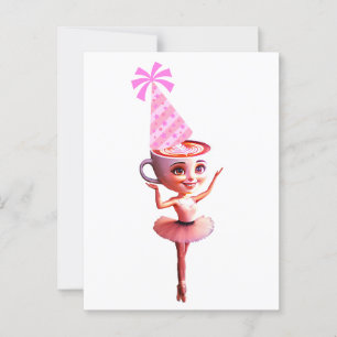 Cartão Postal Bailarina Cappuccina com Chapéu de Aniversário