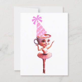 Cartão Postal Bailarina Cappuccina com Chapéu de Festa de Aniver