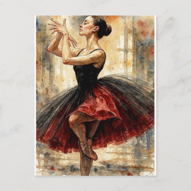 Cartão Postal Bailarina de Ballet em Tutu,  (Frente)