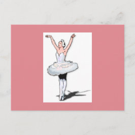 Cartão Postal Bailarina de Ballet Rosa e Branco Menina