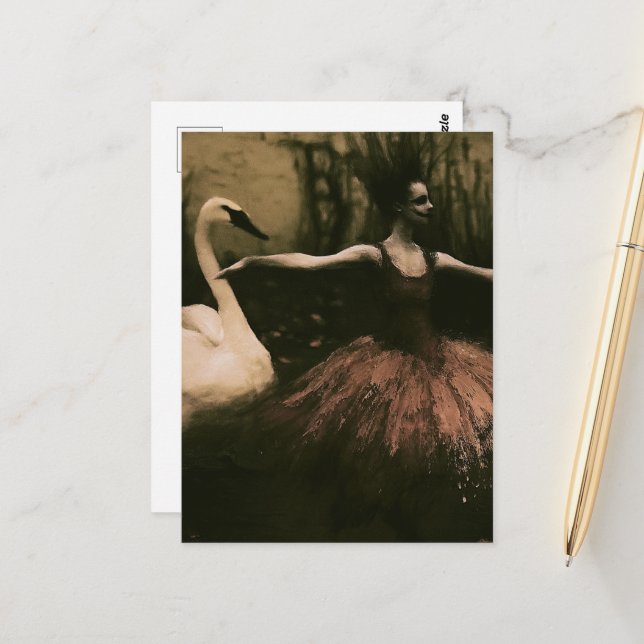 Cartão Postal Bailarina do Terror e Cisne (Frente/Verso In Situ)