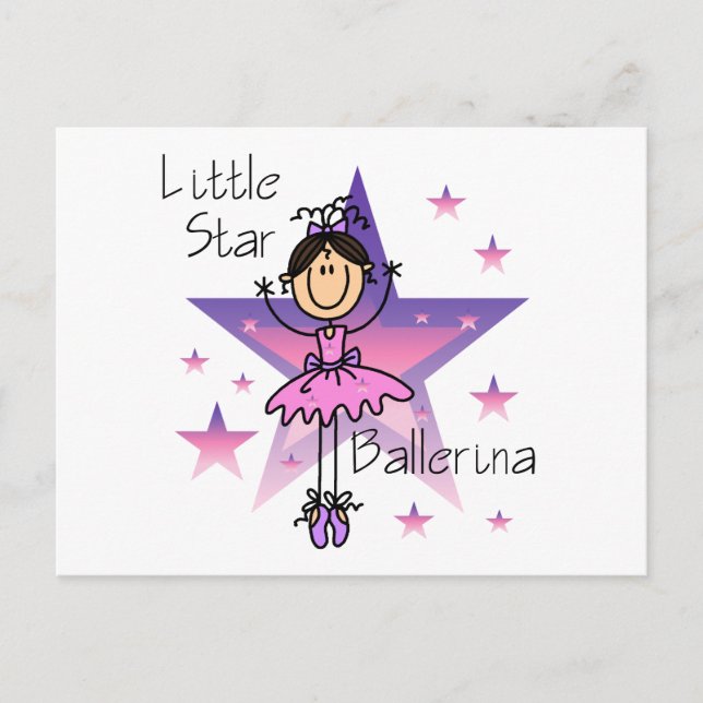 Cartão Postal Bailarina Little Star - Cabelo Castanho (Frente)