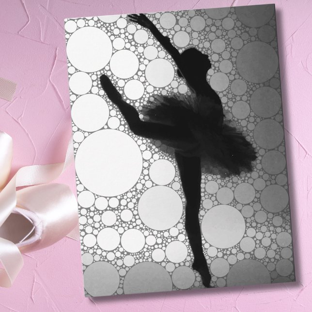 Cartão Postal Bailarina Preto Branco Ballet (Black White Dancing Ballerina Ballet Postcard)