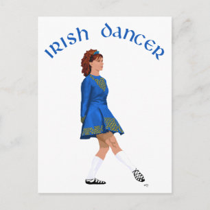 Cartão Postal Bailarino Irlandês de Sapato Macio em Azul