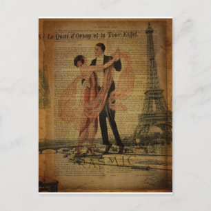 Cartão Postal bailarinos românticos de Paris Waltz