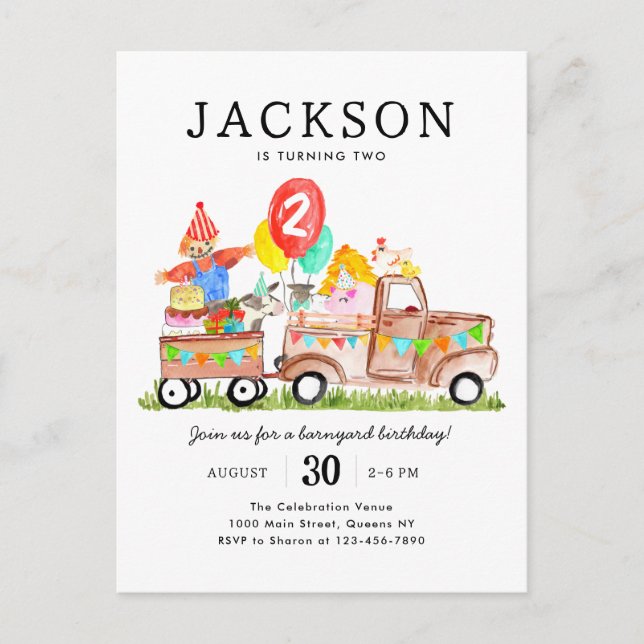 Cartão Postal Bairro Bonito Animais de Caminhão Fazendas Criança (Frente)