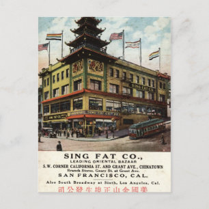 Cartão Postal Bairro chinês Sing Fat São Francisco 1915 vintage