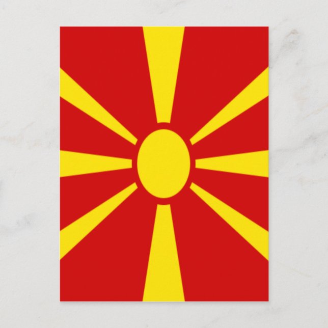 Cartão Postal Baixo custo! Bandeira da Macedônia (Frente)