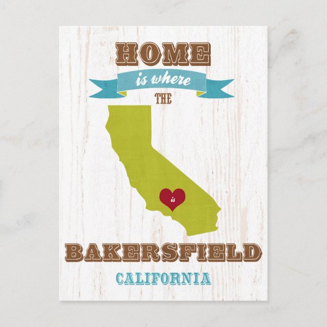 Cartão Postal Bakersfield, Mapa da Califórnia - Casa (Frente)