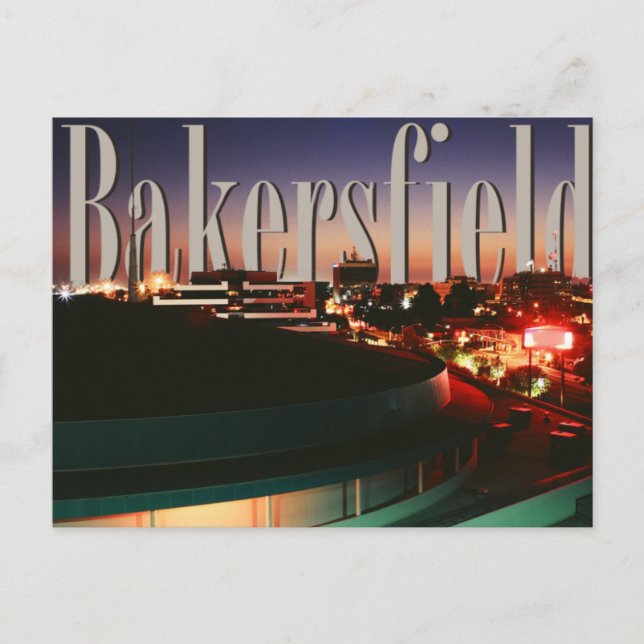 Cartão Postal Bakersfield Skyline com Bakersfield no Céu (Frente)
