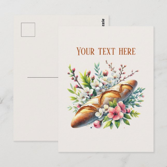 Cartão Postal Bakery bread add message business name  (Frente/Verso)