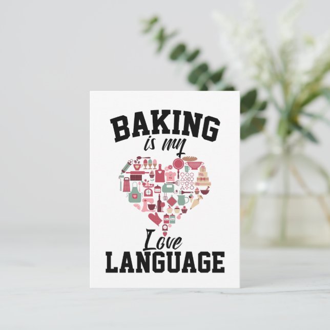 Cartão Postal Baking É Minha Língua De Amor - Baker Engraçado (Em pé/Frente)