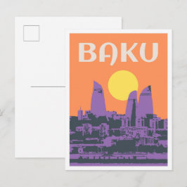 Cartão Postal Baku Azerbaijão Arte vintage Viagem