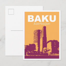 Cartão Postal Baku Azerbaijão Arte vintage Viagem