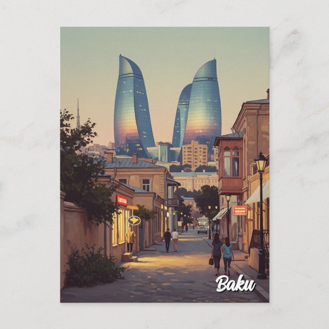 Cartão Postal Baku Azerbaijão Viagem (Frente)