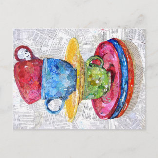 Cartão Postal Balança - Arte de colagem