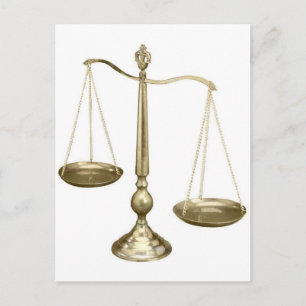 Cartão Postal balança dourada de justiça