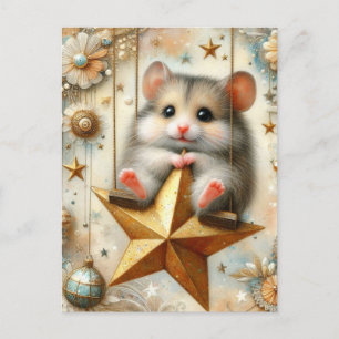 Cartão Postal Balançamentos de Hamster Adoráveis no Balanço de E