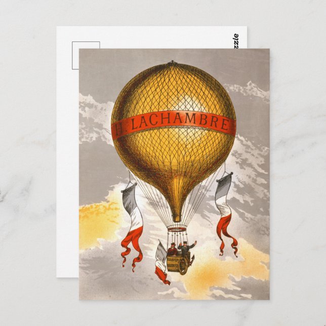 Cartão Postal Balão Antiquado rotulado "H. Lachambre", 1880 (Frente/Verso)