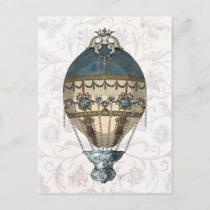 Cartão Postal Balão Barroco Azul e Creme