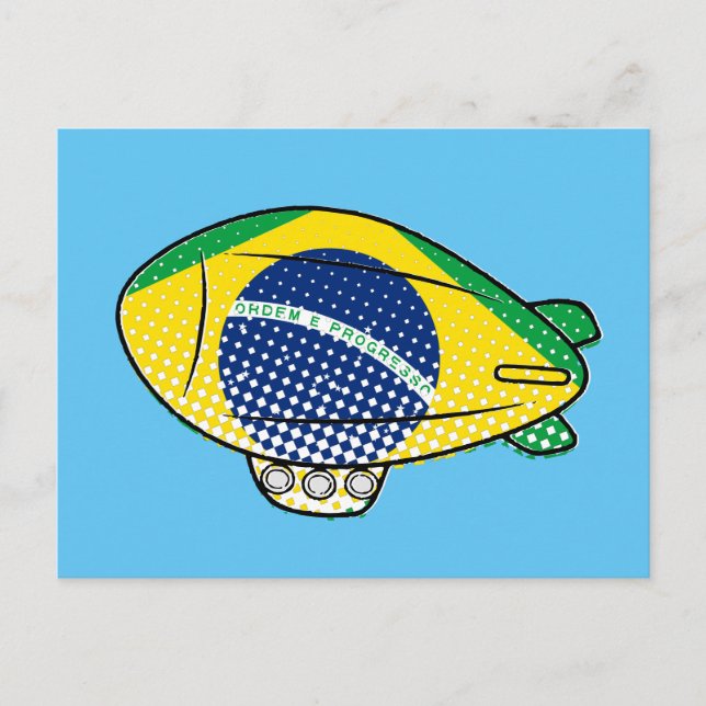 Cartão Postal Balão Blimon com Bandeira Brasileira Personalizado (Frente)
