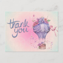 Cartão Postal Balão de Ar Floral Obrigado