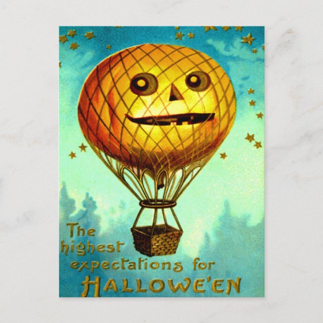 Cartão Postal Balão de Ar Jack O' Lantern (Frente)