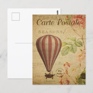 Cartão Postal Balão de Ar Quente com Banho-a-Rosa
