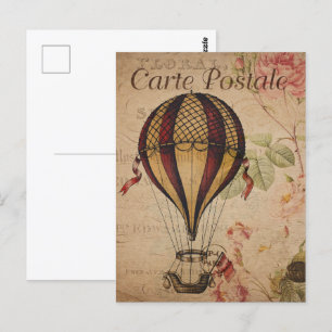 Cartão Postal Balão de Ar Quente da Retro Vintage