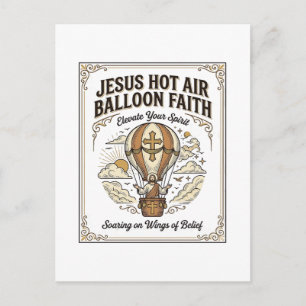 Cartão Postal Balão de Ar Quente Jesus Fé Balão de Ar Quente Jes
