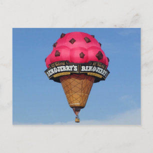 Cartão Postal Balão de ar quente Sorvete Cone