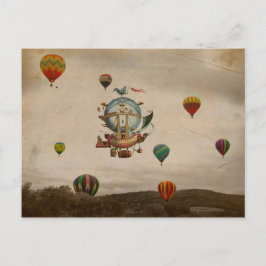 Cartão Postal Balão de ar quente, viagem La Minerve 1803 no esti